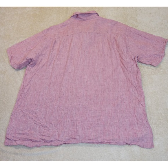 Orvis Men's 100% Linen Short Sleeve Button Up Shirt XL Red - Picture 2 of 9